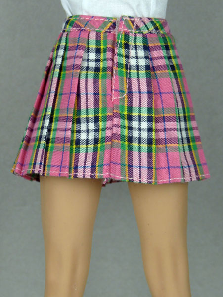 1/6 Scale Female Pink Tartan Plaid Skirt